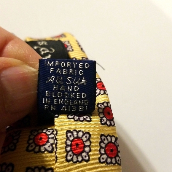 Polo by Ralph Lauren Tip Slip & String Silk Hand Sewn England Gold Red 54"x4" - Picture 9 of 12